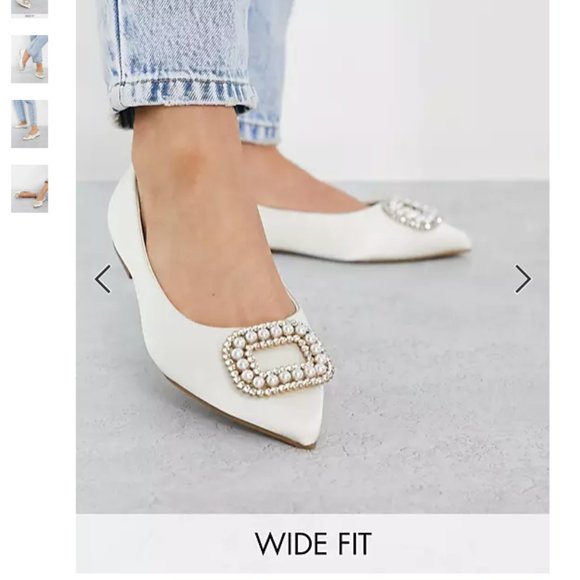 Bridal size 10  ASOS DESIGN Wide Fit Laura embellished ballet flats - Picture 2 of 6